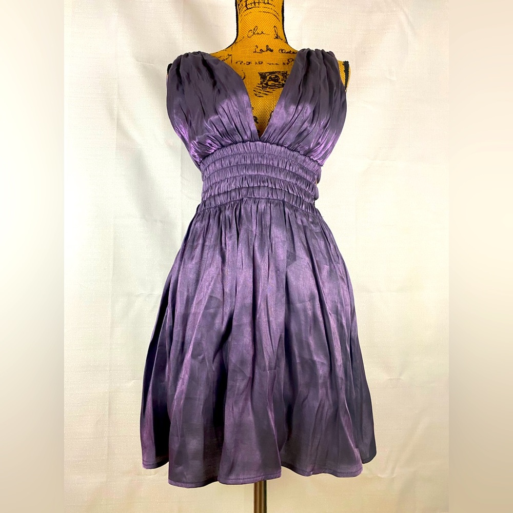 Heart and Heels purple goddess party dress with side cut outs